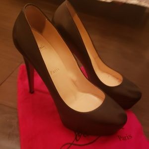 AUTHENTIC Louboutin Black Leather Heels / Pumps